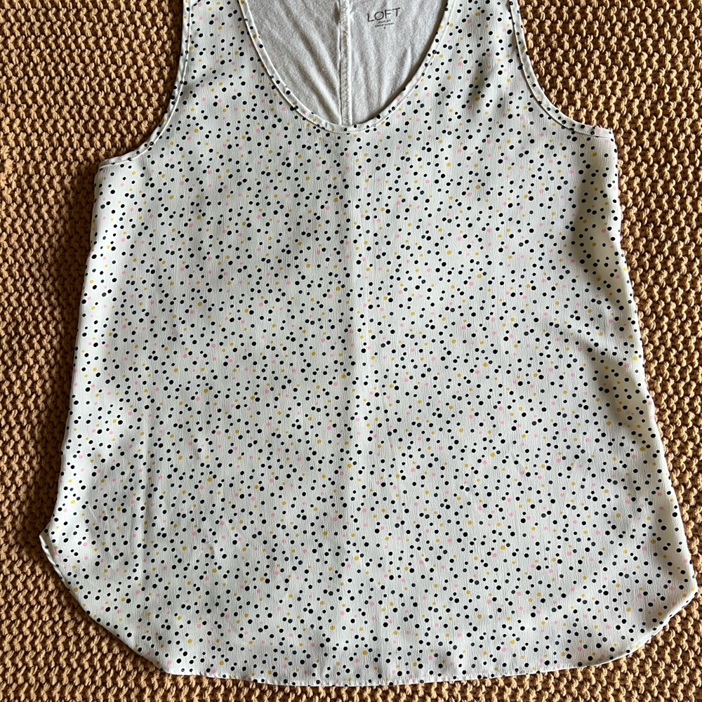 LOFT Women's Cream Polka Dot Tank Top